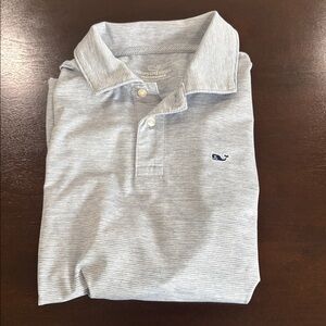 Vineyard Vines Light Gray Striped Performance Polo